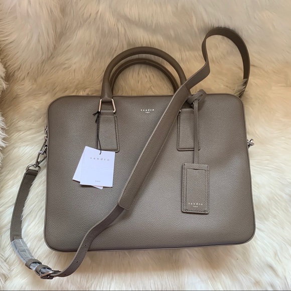 New! SANDRO Paris Pebbled Laptop Briefcase Bag - Picture 2 of 14